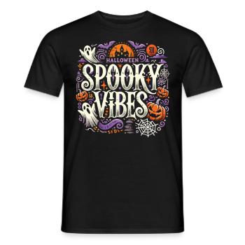Halloween T-Shirt "Spooky Vibes" - Colorful - Men's T-Shirt - black - Front - AI Model Male 178 light (178cm)