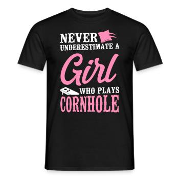 Joueur de sac de haricots de l’équipe Cornhole - T-shirt homme - noir - Devant - AI Model Male 178 light (178cm)