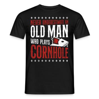 Joueur de sac de haricots de l’équipe Cornhole - T-shirt homme - noir - Devant - AI Model Male 178 light (178cm)