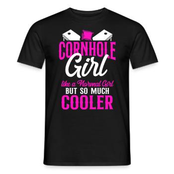 Joueur de sac de haricots de l’équipe Cornhole - T-shirt homme - noir - Devant - AI Model Male 178 light (178cm)