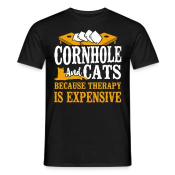 Joueur de sac de haricots de l’équipe Cornhole - T-shirt homme - noir - Devant - AI Model Male 178 light (178cm)