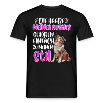 Australian Shepherd THE HAIR OF MY AUSSIE - Men's T-Shirt - black - Front - AI Model Male 178 light (178cm)