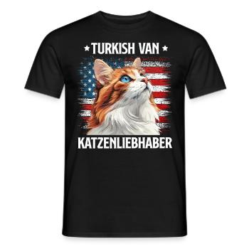 TURKISH VAN CAT LOVER United States Cat Dad - Men's T-Shirt - black - Front - AI Model Male 178 light (178cm)