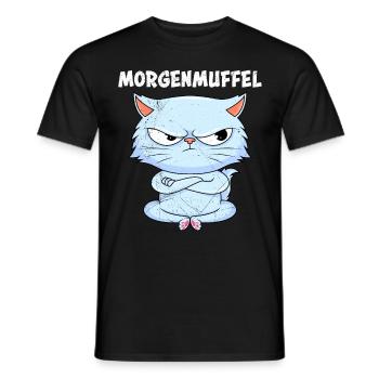 Chats persans drôle MORNING POUCH Chat propriétaire - T-shirt homme - noir - Devant - AI Model Male 178 light (178cm)