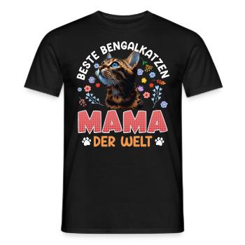 Bengalkatze BESTE BENGALKATZEN MAMA DER WELT - Männer T-Shirt - Schwarz - Vorne - AI Model Male 178 light (178cm)