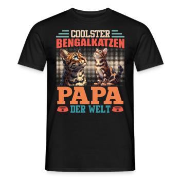 Bengal PAPA CHAT BENGAL LE PLUS COOL DU MONDE - T-shirt homme - noir - Devant - AI Model Male 178 light (178cm)