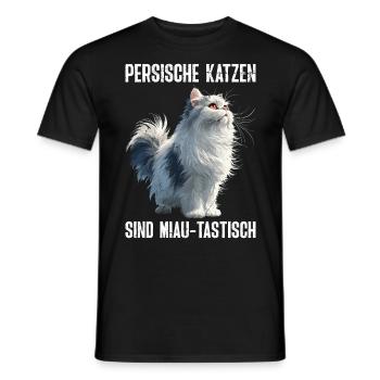 LES CHATS PERSANS SONT MIAOU-TASTIQUE Drôle - T-shirt homme - noir - Devant - AI Model Male 178 light (178cm)
