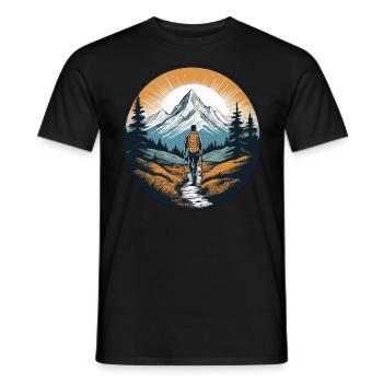 Randonneurs devant un fond de montagne - T-shirt homme - noir - Devant - AI Model Male 178 light (178cm)