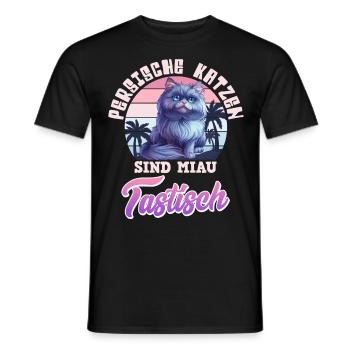 PERSISCHE KATZEN SIND MIAU TASTISCH Vintage - Männer T-Shirt - Schwarz - Vorne - AI Model Male 178 light (178cm)