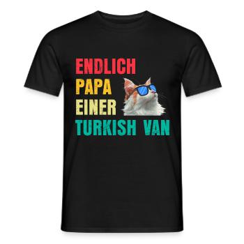 Cat Dad FINALLY DAD OF A TURKISH VAN Cat - Men's T-Shirt - black - Front - AI Model Male 178 light (178cm)