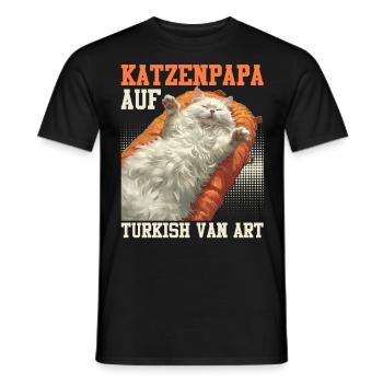 KATZENPAPA AUF TURKISH VAN ART Lustiges Turkish - Männer T-Shirt - Schwarz - Vorne - AI Model Male 178 light (178cm)