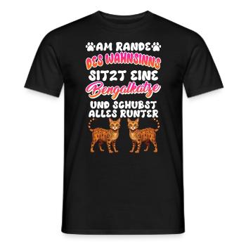Chats du Bengale AU BORD DE LA FOLIE SE TROUVE LE BENGALE - T-shirt homme - noir - Devant - AI Model Male 178 light (178cm)