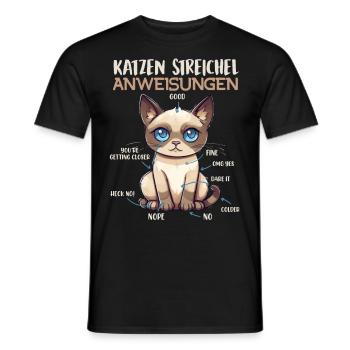 Chats siamois INSTRUCTIONS DE CARESSES Fun - T-shirt homme - noir - Devant - AI Model Male 178 light (178cm)