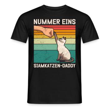 Siamkatze NUMMER EINS SIAMKATZEN-DADDY Siamkatzen - Männer T-Shirt - Schwarz - Vorne - AI Model Male 178 light (178cm)