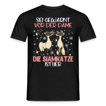 Siamkatzen SEI GEWARNT VOR DER DAME DIE SIAMKATZE - Männer T-Shirt - Schwarz - Vorne - AI Model Male 178 light (178cm)