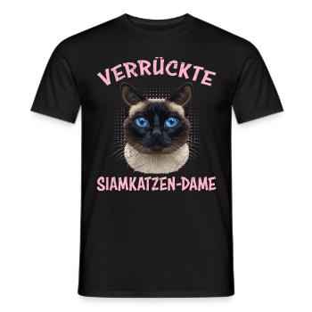 Siamkatzen VERRÜCKTE SIAMKATZEN-DAME Lustiges - Männer T-Shirt - Schwarz - Vorne - AI Model Male 178 light (178cm)