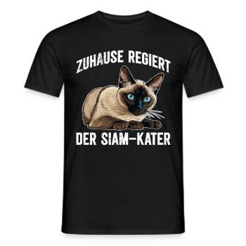 Chat siamois À LA MAISON RÈGNE LE CHAT SIAMOIS Drôle - T-shirt homme - noir - Devant - AI Model Male 178 light (178cm)