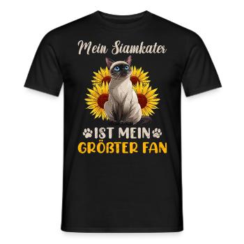Siamese MY SIAMESE CAT IS MY BIGGEST FAN - Men's T-Shirt - black - Front - AI Model Male 178 light (178cm)