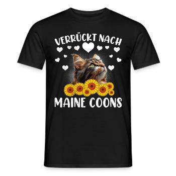 Maine Coon Besitzerin VERRÜCKT NACH MAINE COONS - Männer T-Shirt - Schwarz - Vorne - AI Model Male 178 light (178cm)