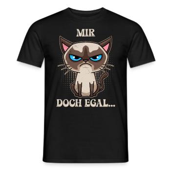 Chat siamois JE M’EN FICHE... Drôle de Siamois - T-shirt homme - noir - Devant - AI Model Male 178 light (178cm)