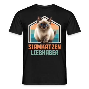 Siamkatzen Liebhaber Siamesen Katzen Besitzer - Männer T-Shirt - Schwarz - Vorne - AI Model Male 178 light (178cm)