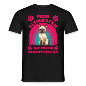 Siamese cats MY SIAMESE CAT IS MY BIGGEST FAN - Men's T-Shirt - black - Front - AI Model Male 178 light (178cm)
