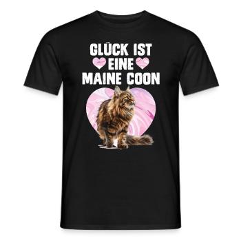 Maine Coon Liebhaber GLÜCK IST EINE MAINE COON - Männer T-Shirt - Schwarz - Vorne - AI Model Male 178 light (178cm)