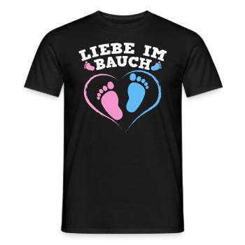 Pregnant LOVE IN THE BELLY Future Mom - Men's T-Shirt - black - Front - AI Model Male 178 light (178cm)