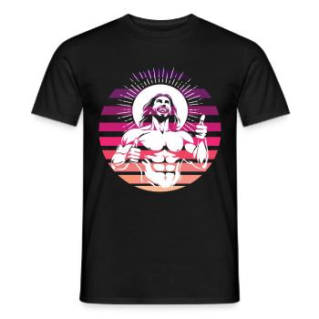 Drôle rire jésus-christ design rétro - T-shirt homme - noir - Devant - AI Model Male 178 light (178cm)