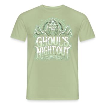Ghoul's Night Out - Spooky Halloween Shirt - Men's T-Shirt - sage - Front - AI Model Male 178 light (178cm)