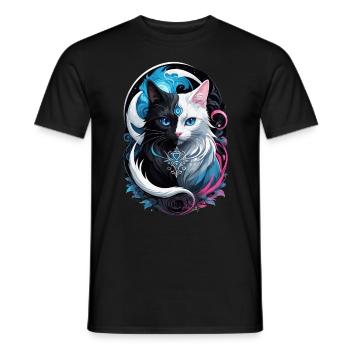 Yin und Yang Fantasiekatze - Männer T-Shirt - Schwarz - Vorne - AI Model Male 178 light (178cm)