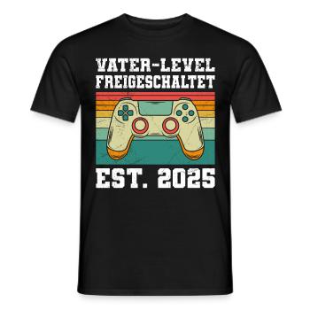 FATHER LEVEL UNLOCKED EST. 2025 Expectant - Men's T-Shirt - black - Front - AI Model Male 178 light (178cm)