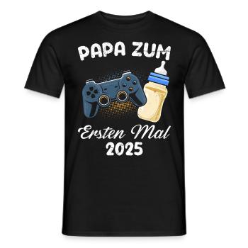 PAPA POUR LA PREMIÈRE FOIS 2025 1ÈRE FÊTE DES PÈRES EXPECTATIVE - T-shirt homme - noir - Devant - AI Model Male 178 light (178cm)