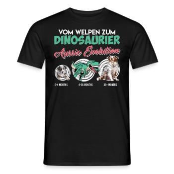 Aussie FROM PUPPY TO DINOSAUR Aussie evolution - Men's T-Shirt - black - Front - AI Model Male 178 light (178cm)