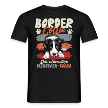 BORDER COLLIE LE COACH HUMAIN ULTIME Drôle - T-shirt homme - noir - Devant - AI Model Male 178 light (178cm)