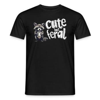 Cute but feral Kaffee Trinker Waschbär Cartoon - Männer T-Shirt - Schwarz - Vorne - AI Model Male 178 light (178cm)