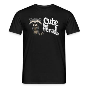 Wild und verrückt Waschbär Kaffee Trinker Cartoon - Männer T-Shirt - Schwarz - Vorne - AI Model Male 178 light (178cm)