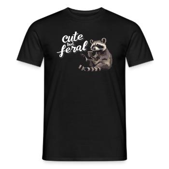 Funny raccoon coffee drinker - Cute but feral - Men's T-Shirt - black - Front - AI Model Male 178 light (178cm)