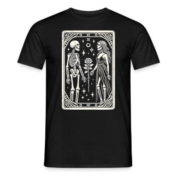 T-shirt de tarot d’Halloween : Couple de squelettes avec rose - T-shirt homme - noir - Devant - AI Model Male 178 light (178cm)