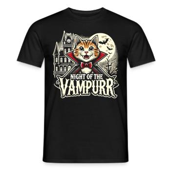 Vampire Cat Halloween T-Shirt - Men's T-Shirt - black - Front - AI Model Male 178 light (178cm)