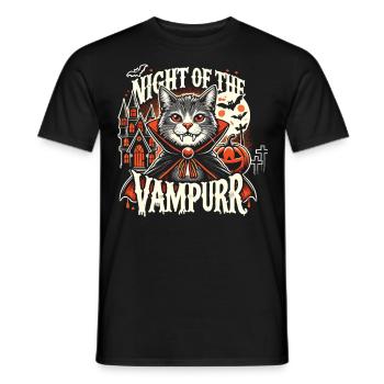 "Night of the Vampurr" Cat T-Shirt - Men's T-Shirt - black - Front - AI Model Male 178 light (178cm)