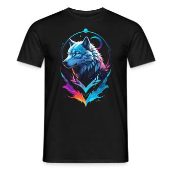 Wolf Malerei Mehrfarbige Fantasie - Männer T-Shirt - Schwarz - Vorne - AI Model Male 178 light (178cm)