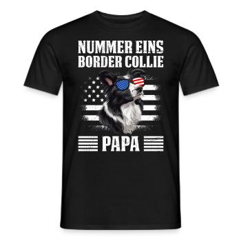 Border Collie NUMBER ONE BORDER COLLIE PAPA - T-shirt homme - noir - Devant - AI Model Male 178 light (178cm)