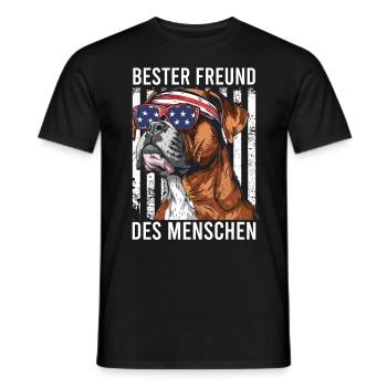 German boxer MAN'S BEST FRIEND United States - Men's T-Shirt - black - Front - AI Model Male 178 light (178cm)