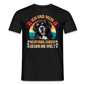 Newfie ICH UND MEIN NEUFUNDLÄNDER GEGEN DIE WELT - Männer T-Shirt - Schwarz - Vorne - AI Model Male 178 light (178cm)