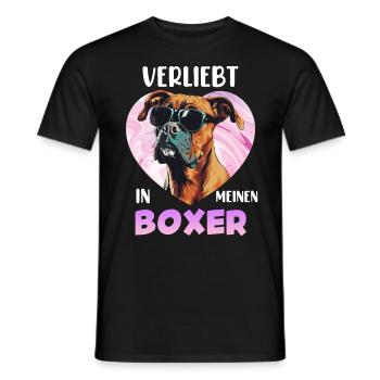 Boxer Chien Maman AMOUREUSE DE MON BOXER Drôle - T-shirt homme - noir - Devant - AI Model Male 178 light (178cm)