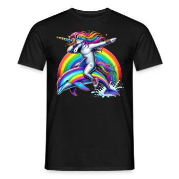 Drôle Dabbing Licorne Fermier Amoureux des animaux Dab - T-shirt homme - noir - Devant - AI Model Male 178 light (178cm)