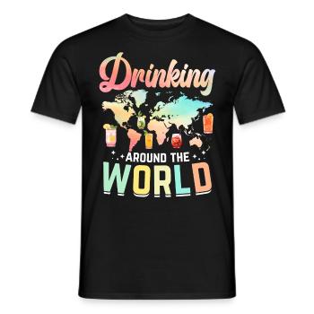 Drinking Around The World - Männer T-Shirt - Schwarz - Vorne - AI Model Male 178 light (178cm)