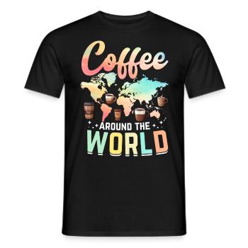 Coffee Around The World - Männer T-Shirt - Schwarz - Vorne - AI Model Male 178 light (178cm)