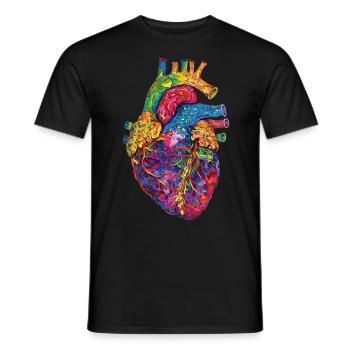 Anatomical Heart Art Colorful - Men's T-Shirt - black - Front - AI Model Male 178 light (178cm)